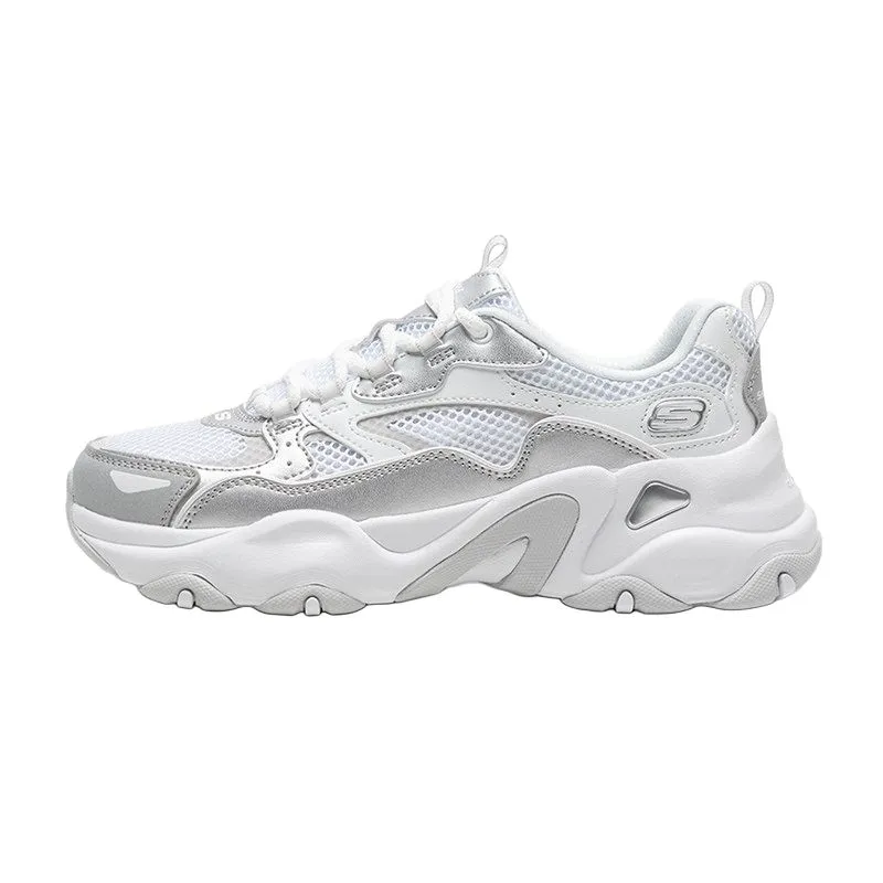 Skechers D'LITES 5.0 Height Increasing Low top Chunky Sneakers Women's Silver White