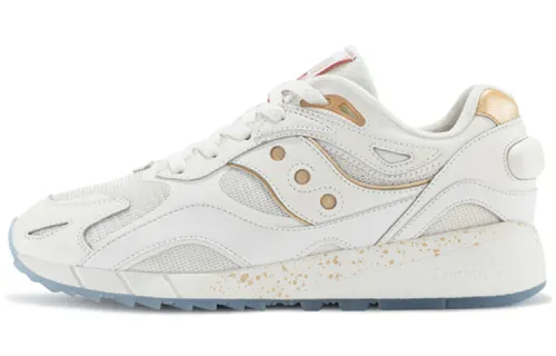 Saucony Shadow 6000 Synthetic Leather Abrasion Resistant Low top Casual Running Shoes Unisex White Gold