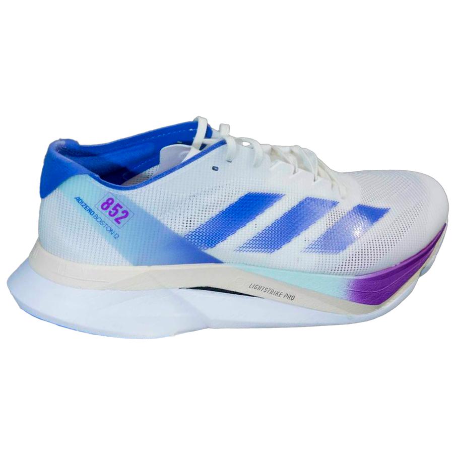 Adidas Adizero Boston 12 Fabric Cushioning Abrasion Resistant Breathable Low top Running Shoes Unisex White Blue