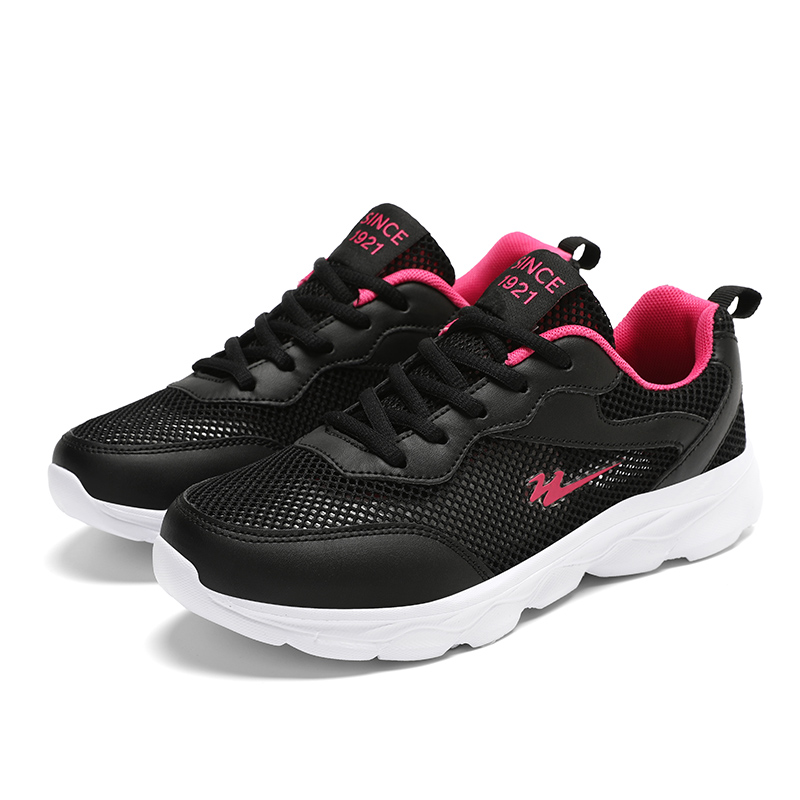 Binary Cushioning Rebound Lightweight Breathable Slip Resistant Low top Running Shoes Women’s Black Rose Red