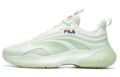 FILA FUSION Fila trendy brand Ray 2 fabric synthetic leather TPU luminous shock-absorbing wear-resistant breathable low-top dad shoes men's cream yellow green