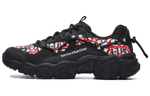 FILA Cat Claw HGT Textile, Synthetic Leather, Split Cow Leather Low top Chunky Sneakers Women's Black
