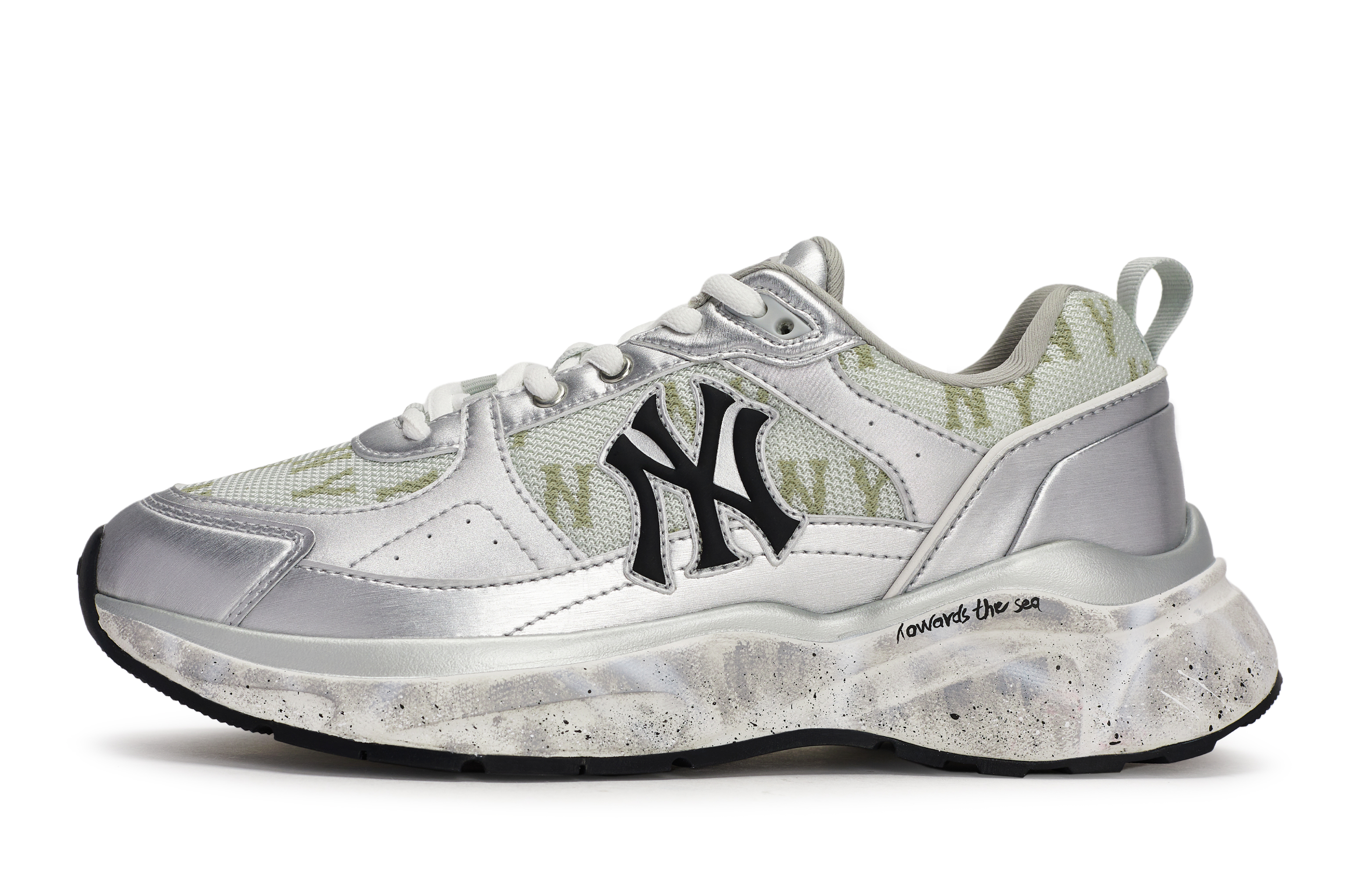 MLB Fast Ball Classic Monogram Low top Running Shoes Unisex Gray Silver