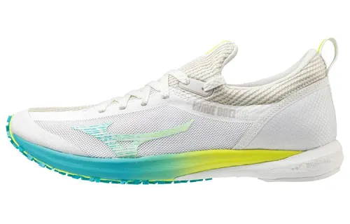 Mizuno Wave Duel 2 Breathable, Slip Resistant, And Abrasion Resistant Low top Running Shoes Women's White Blue Yellow