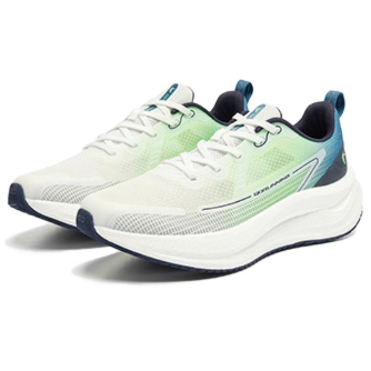 QIAODAN Cushioning Breathable Lightweight Low top Casual Running Shoes Men’s White Green Blue