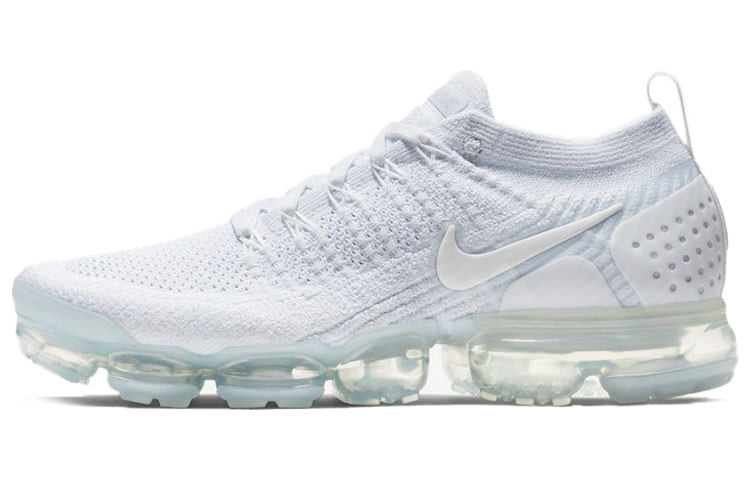 Nike VaporMax Flyknit 2 comfortable fabric low-top air cushion casual running shoes men's pure white