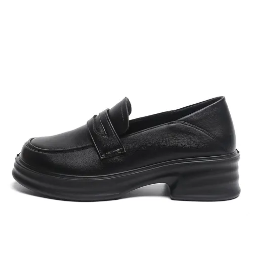 Warrior is a fashionable British style sweet Mary Jane. Light, simple and comfortable, versatile college style for daily commuting. Thick heel and thick sole to increase height. Shallow mouth slip-on. Retro JK matte small leather shoes. Loafers. 4.5cm. Women's black.
