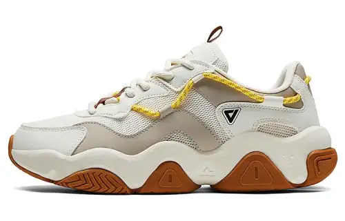 PEAK Slip Resistant Abrasion Resistant Breathable Low top Chunky Sneakers Men's Ecru/Khaki