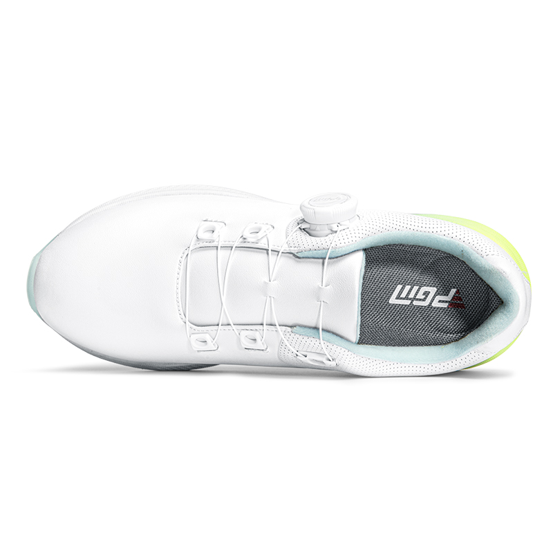 PGM Cushioning, Non Slip, And Waterproof Low top Golf Shoes Women’s White Cyan Yellow