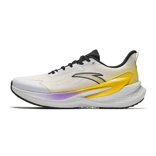 Anta Running Collection Fabric Slip Resistant Abrasion Resistant Low top Running Shoes Men's White Yellow Purple