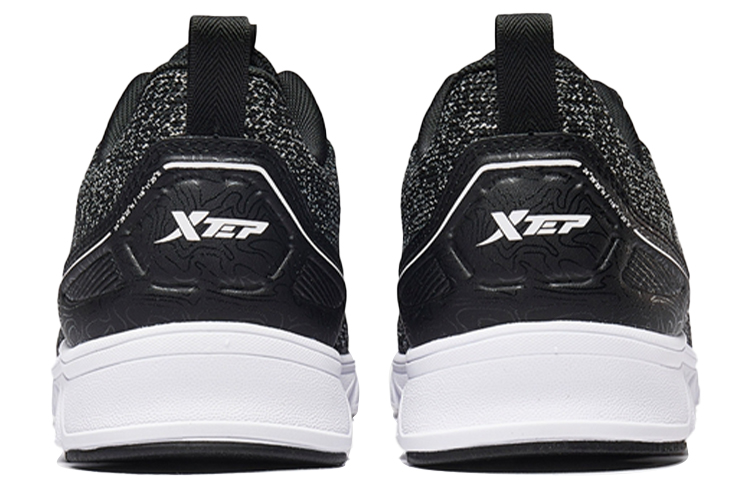 XTEP Comfortable Textile, Synthetic Leather Cushioning Slip Resistant Low top Running Shoes Men’s Black