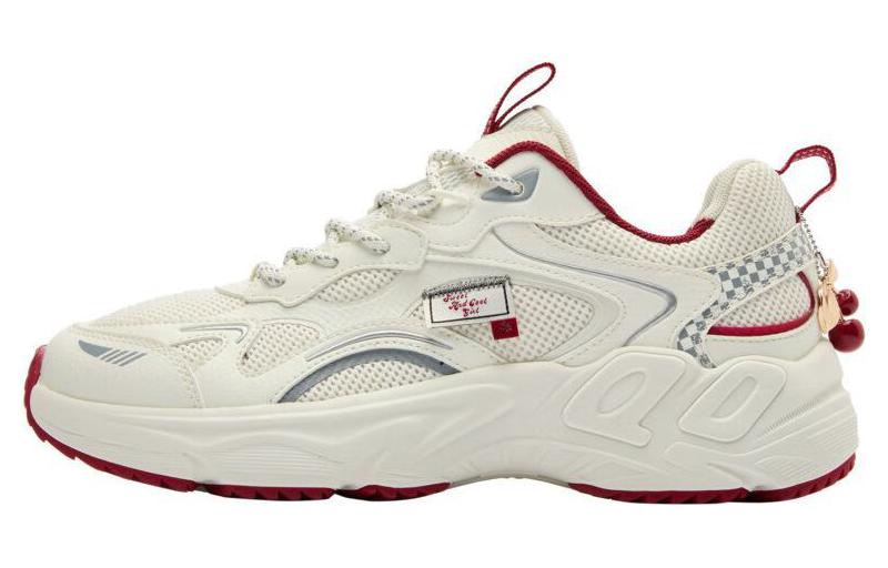QIAODAN Cherry Shoes Running Shoes Women’s Low Top White Red