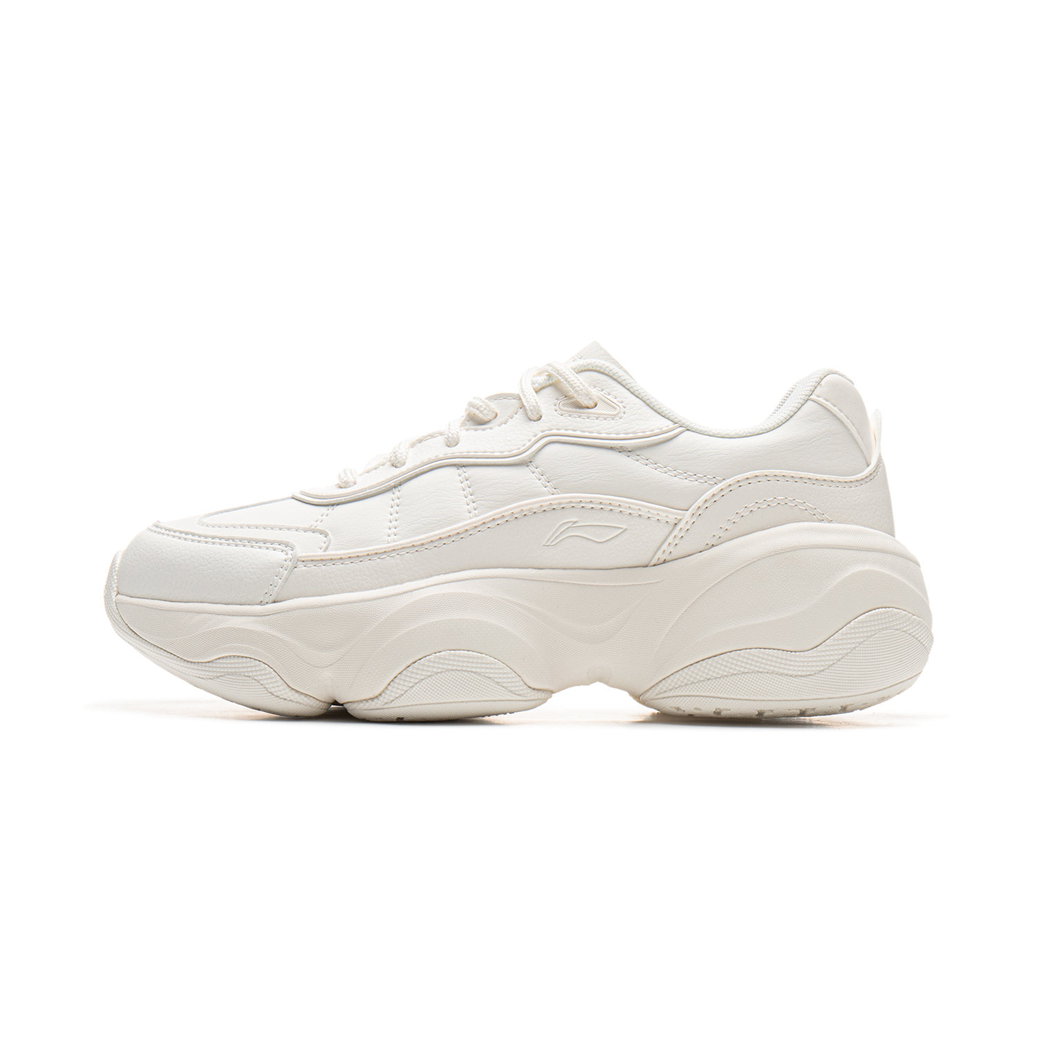 Li Ning Honey Fabric Cushioning Abrasion Resistant Height Increasing Low top Casual Running Shoes Women’s Mist White