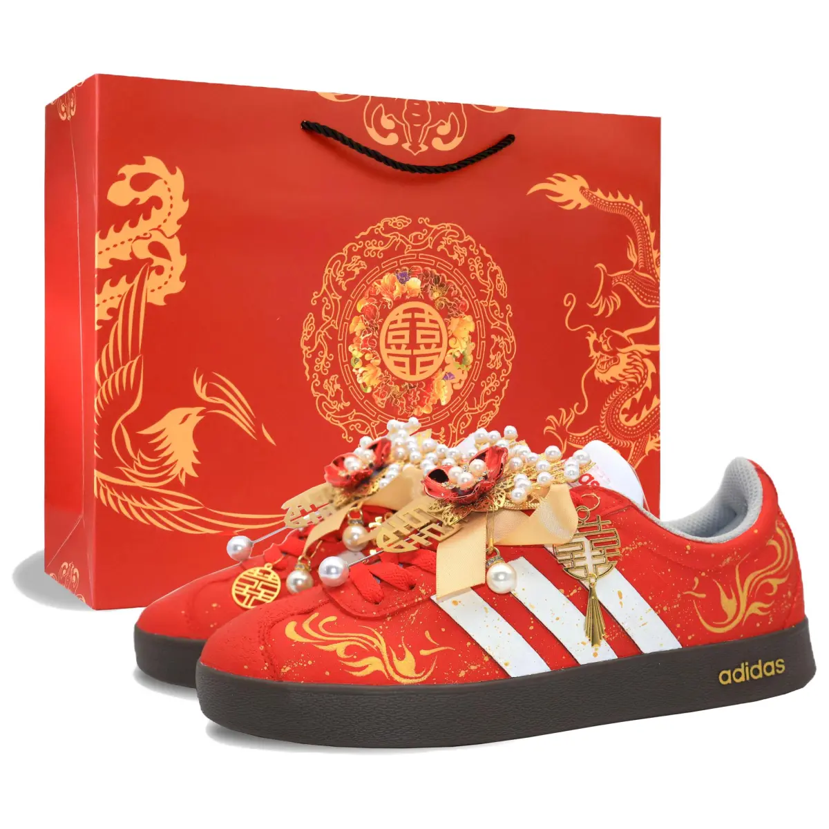 Adidas VL COURT 2.0 German Army Trainers Women's Low Top Red/Gold/Brown