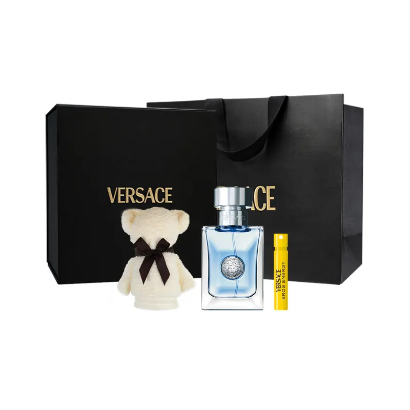 VERSACE Perfume, gift box, wooden set, woody notes, 30 ml, 50 ml, 90 ml, 1 ml