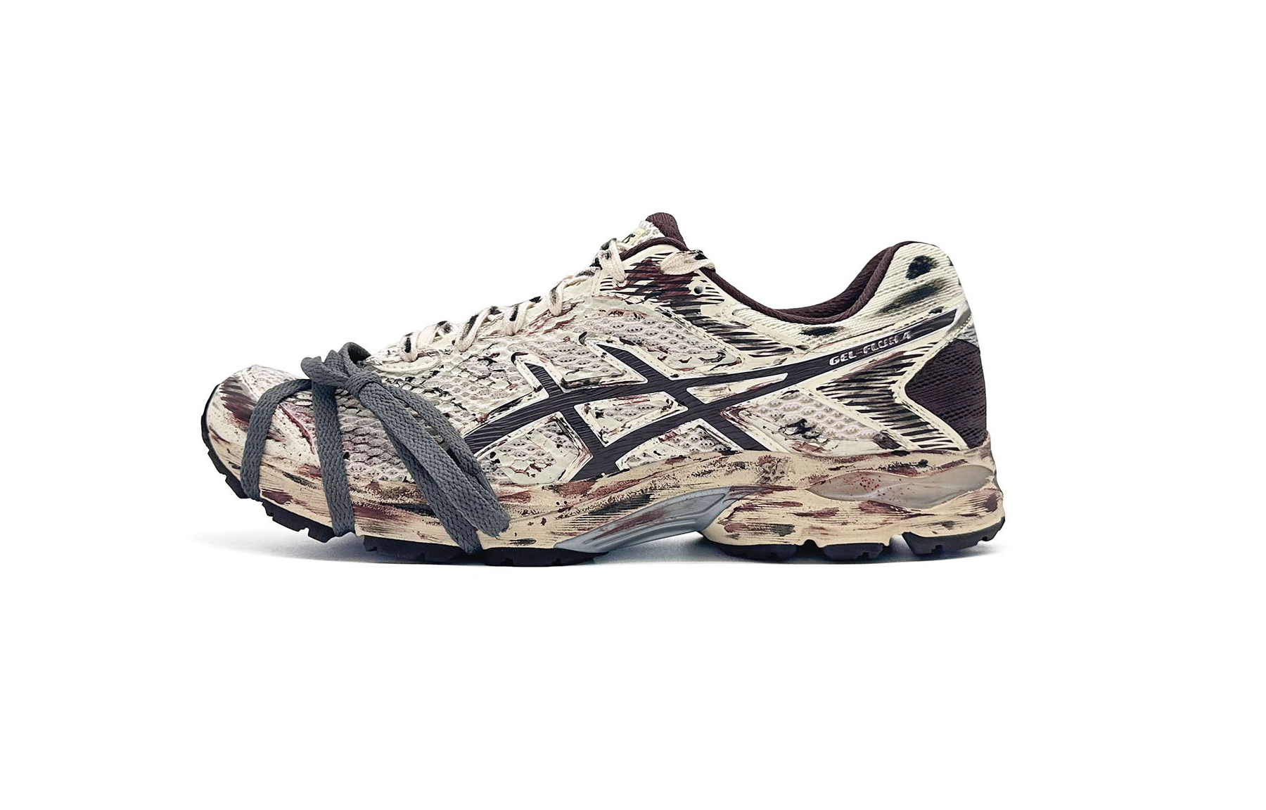 Asics Gel Flux 4 Textile, Synthetic Leather Abrasion Resistant Low top Running Shoes Unisex Beige White Brown