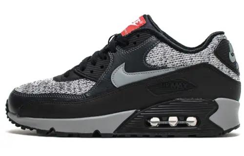 Nike Air Max 90 Comfortable And Breathable Synthetic Leather, Textile Low top Running Shoes Men's Black Gray Red