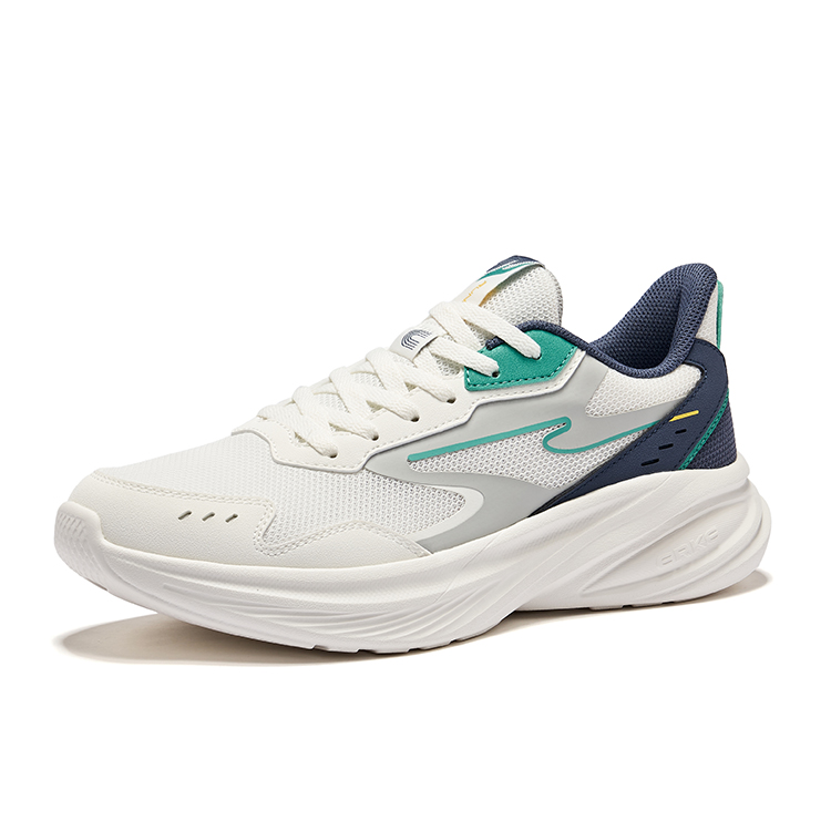 Erke Hunt Slip Resistant Lightweight Rebound Low top Running Shoes Men’s Microcrystal White Gray Ink Blue