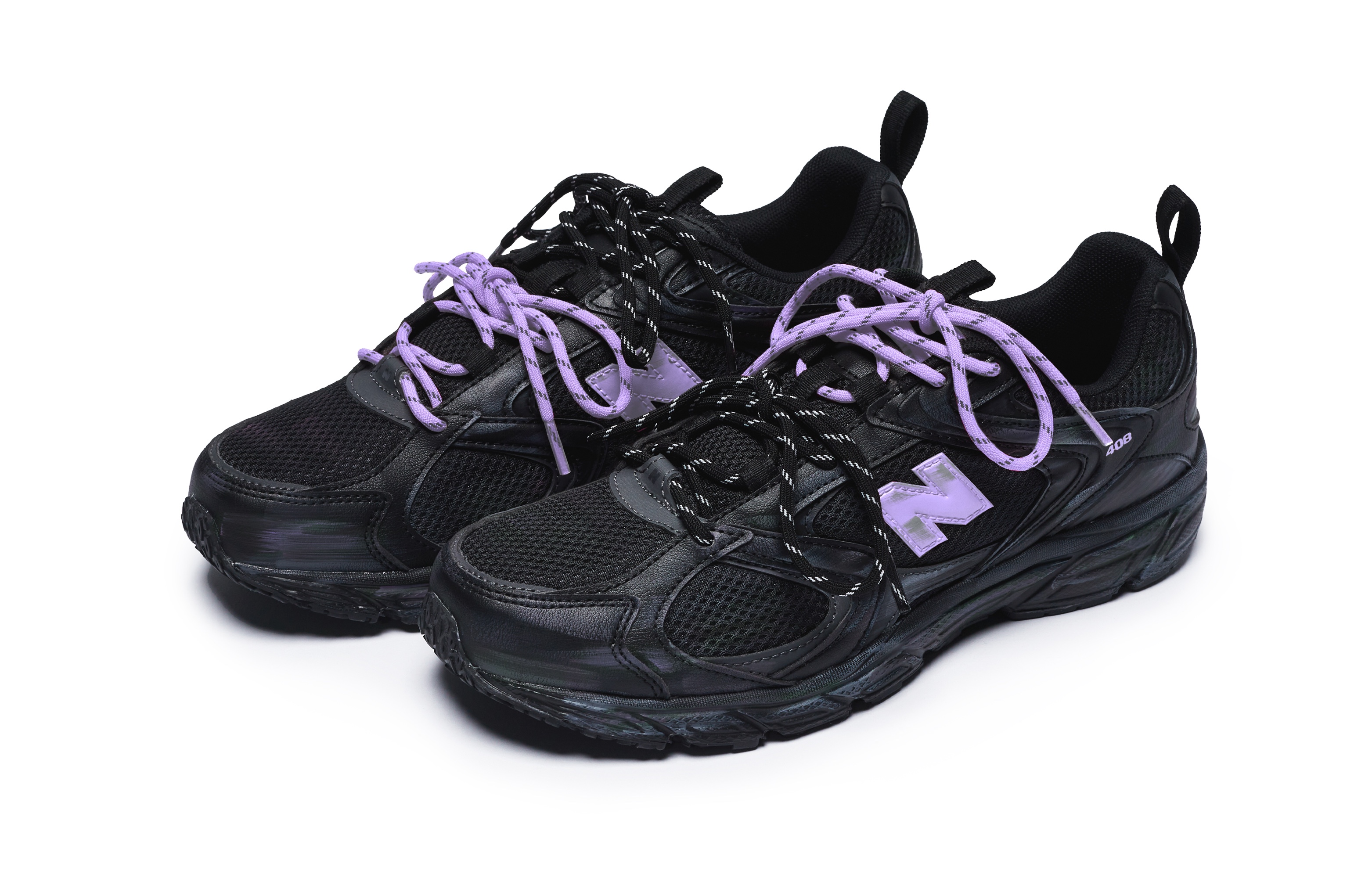 New Balance 408 Slip Resistant Low top Running Shoes Unisex Black Purple D Width