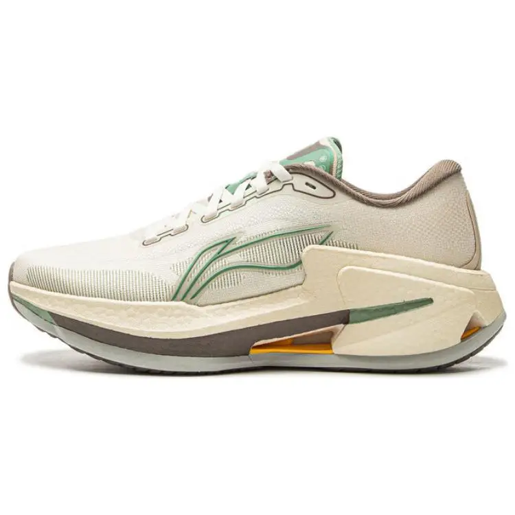 Li Ning Cushioning Slip Resistant Abrasion Resistant Breathable Low top Training Running Shoes Women's Beige Green