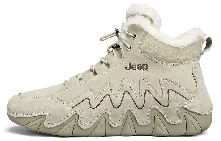 Jeep Split Pig Leather Thermal Abrasion Resistant Comfortable Casual Fleece Lined Short Outdoor Boots Men's Sand