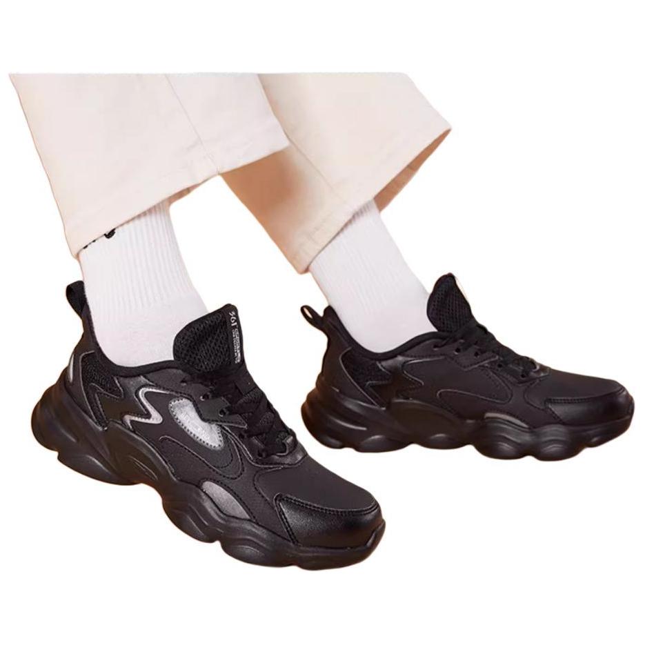 361° Synthetic Leather Cushioning Slip Resistant Lightweight Low top Running Shoes Women’s Black