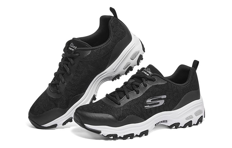 Женские кроссовки Skechers D'LITES 1.0 (черно-белые) — фото 3