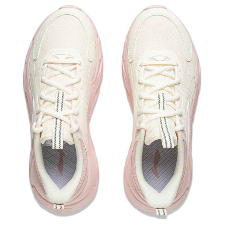 Li Ning Low top Casual City Commuting Running Shoes Women’s Beige White Pink