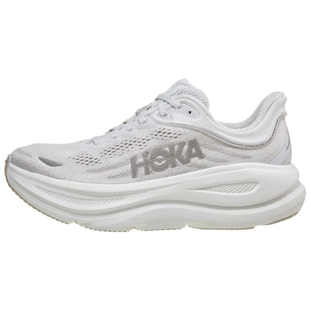 HOKA ONE ONE Bondi 9 Breathable Low top Long Distance Running Shoes Women's White Silver