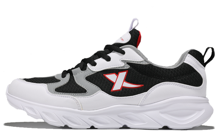 Cushioning Slip Resistant Abrasion Resistant Breathable Lightweight Low top Running Shoes Men’s Black White Gray