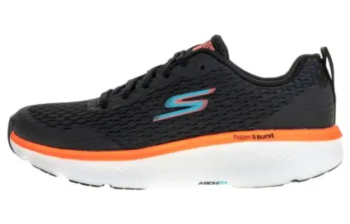Skechers Lightweight Fabric Cushioning, Wear Resistant Low top Running Shoes Men's Black Orange