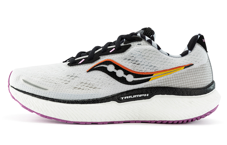 Saucony Triumph victory sports competition marathon comfort fabric synthetic leather shock absorption non-slip wear-resistant breathable support low-top running shoes women's gray white