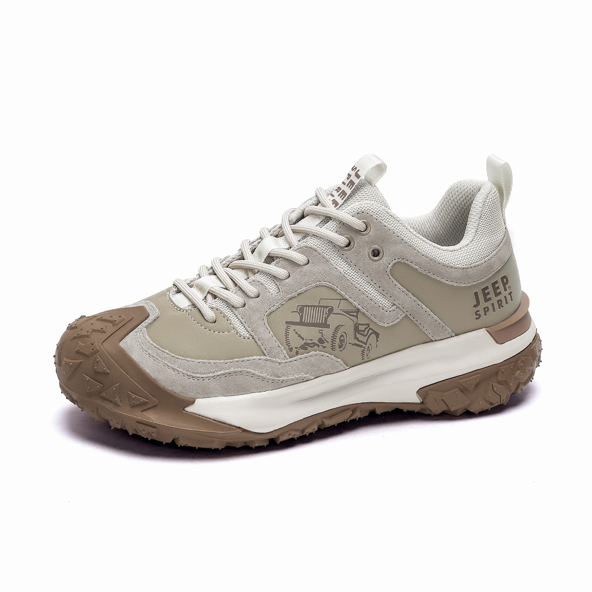 JEEP SPIRIT Abrasion Resistant Waterproof Impact Resistant Lightweight Low top Outdoor Shoes Men’s Sandstone