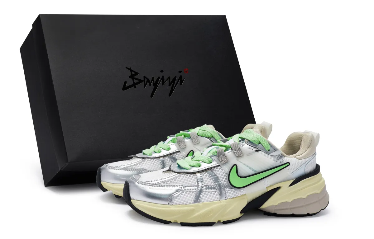 Nike V2K Run Cushioning Slip Resistant Waterproof Low top Running Shoes Women's White Silver Green