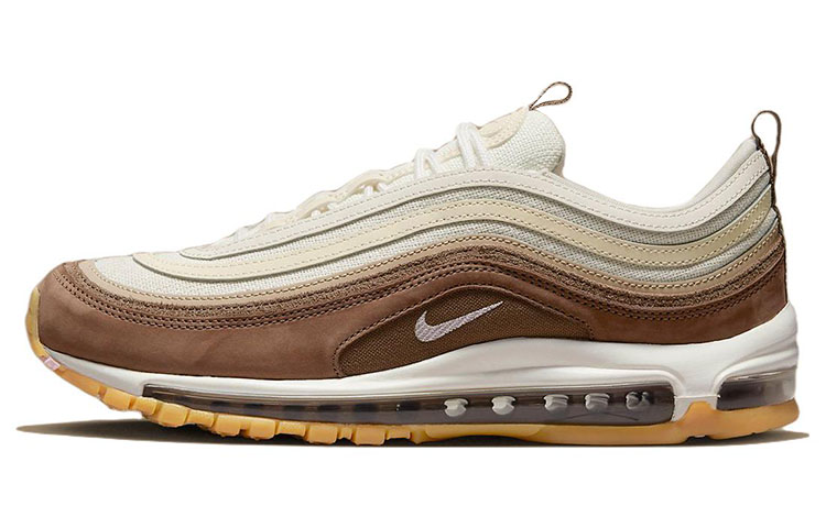Nike Air Max 97 comfortable fabric leather shock-absorbing and wear-resistant low-top running shoes men's white brown