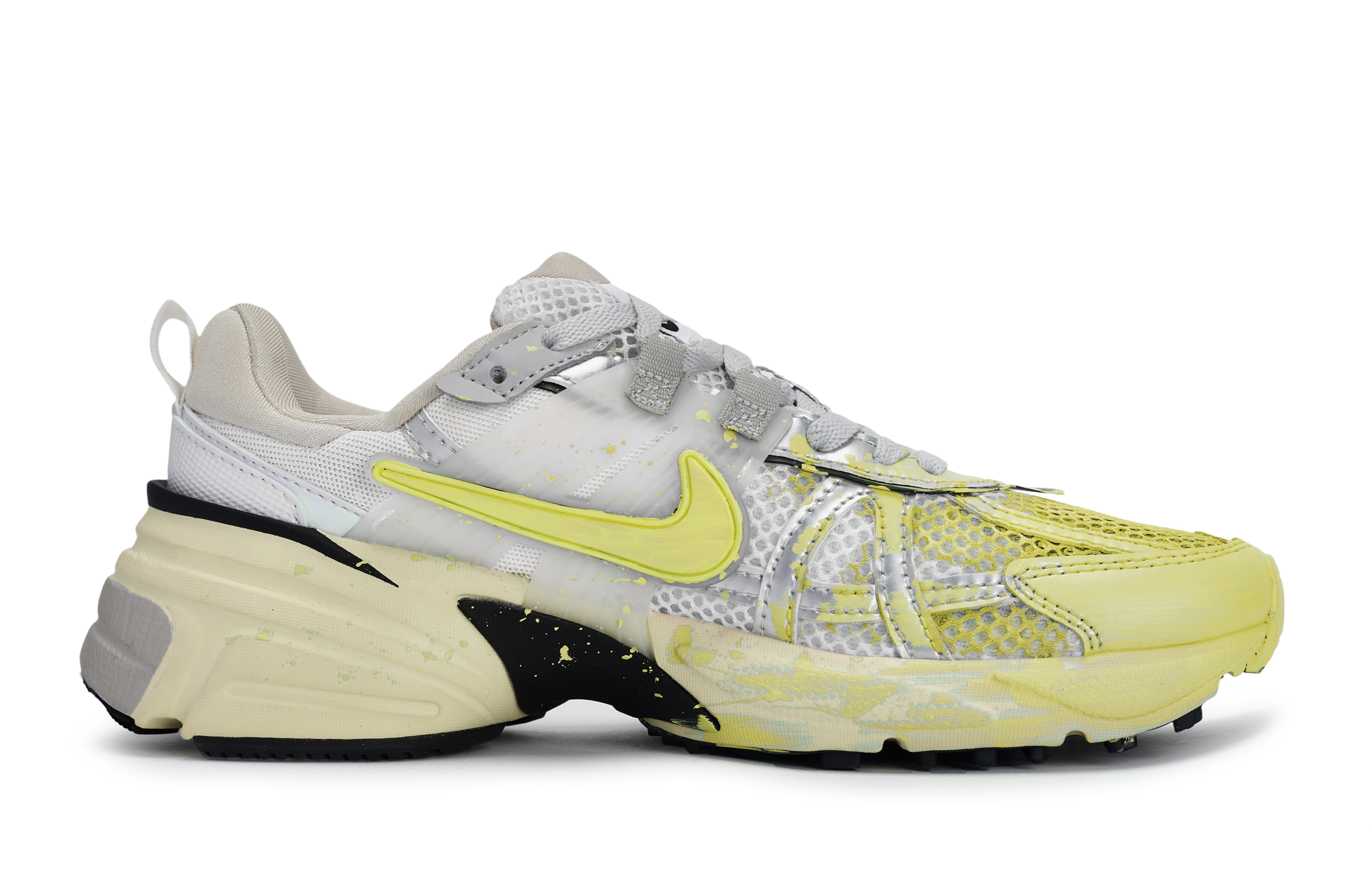 Nike V2K Run Slip Resistant Abrasion Resistant Low top Running Shoes Women’s Silver Yellow