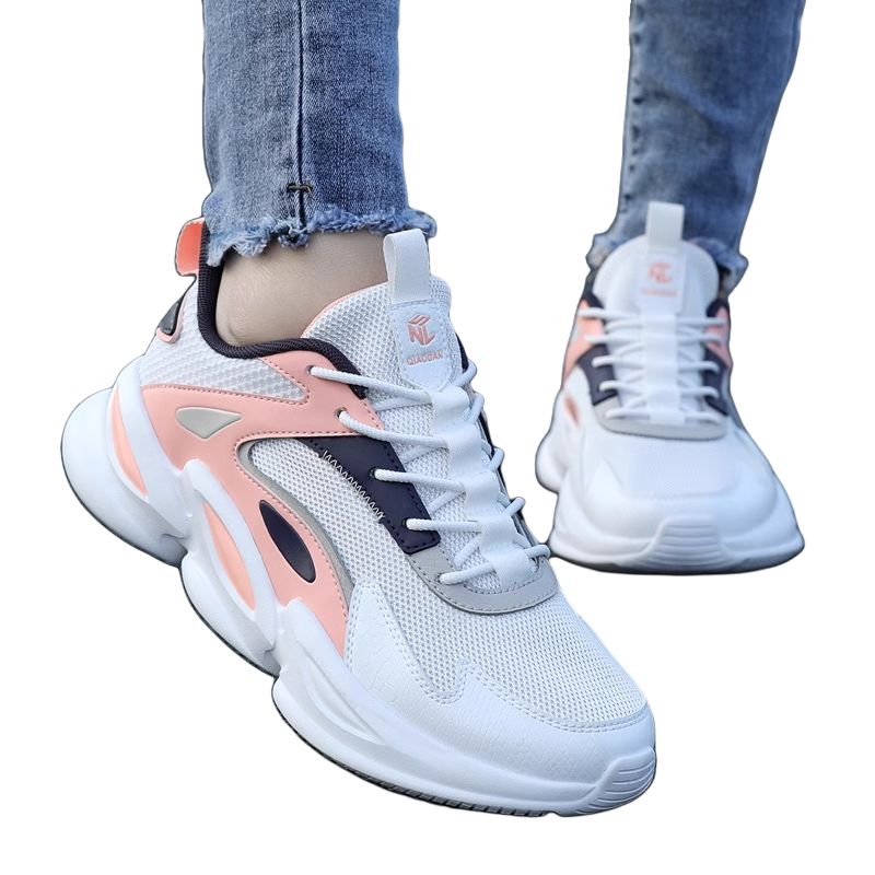QIAODAN Cushioning Abrasion Resistant Breathable Lightweight Low top Running Shoes Women’s White Pink