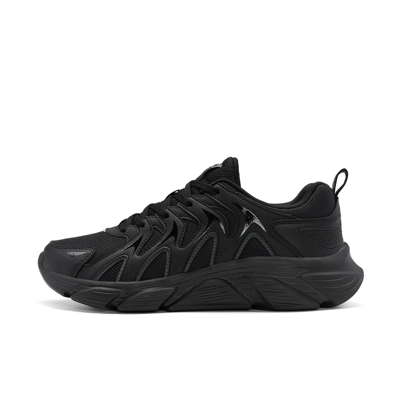 XTEP Comfortable Round Toe Cushioning Slip Resistant Low top Running Shoes Men’s Black