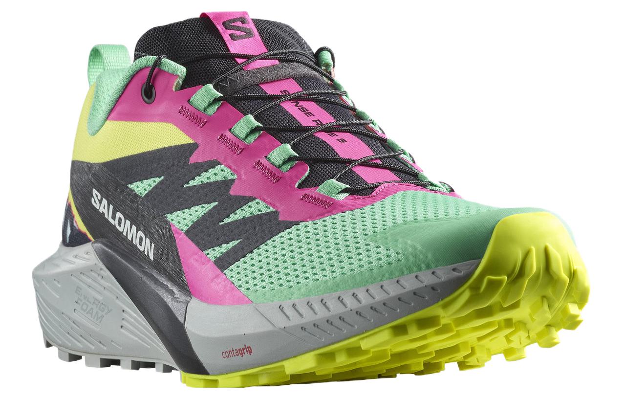 SALOMON Sense Ride 5 Sports Non Slip And Waterproof Low top Running Shoes Unisex Green Pink