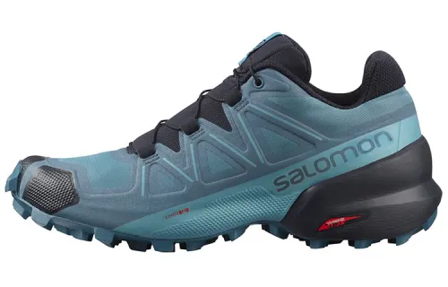 SALOMON Speedcross 5 Comfortable Fabric Slip Resistant Abrasion Resistant Low top Running Shoes Women's Blue Black