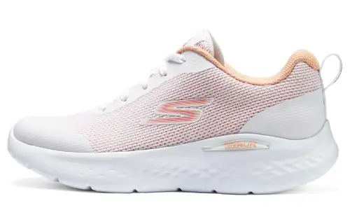 Skechers Go Run Lite Fabric Cushioning Breathable Low top Casual Running Shoes Women's White Orange