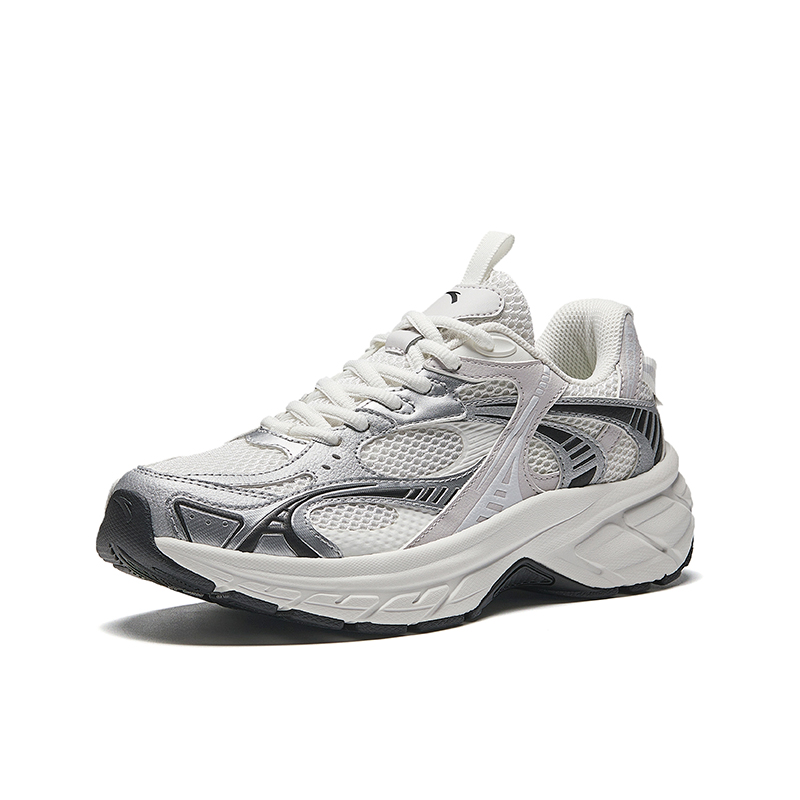 Anta AT2002 Retro Sports Textile, TPU, Synthetic Leather Low top Running Shoes Women’s White Silver