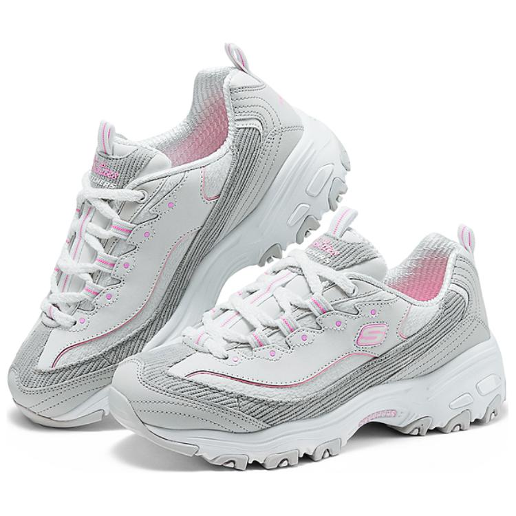 Skechers Textile, Synthetic Leather Lightweight Cushioning Balance Low top Casual Running Shoes Women’s Gray Pink