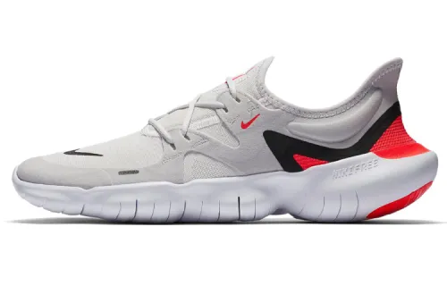 Nike Free RN 5.0 OG model, barefoot feel, breathable fabric support, low-cut running shoes, same style for men and women, gray red