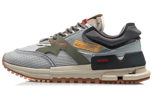 Li Ning 001 Slip Resistant Support Lightweight Low top Running Shoes Men's Gray Green Blue