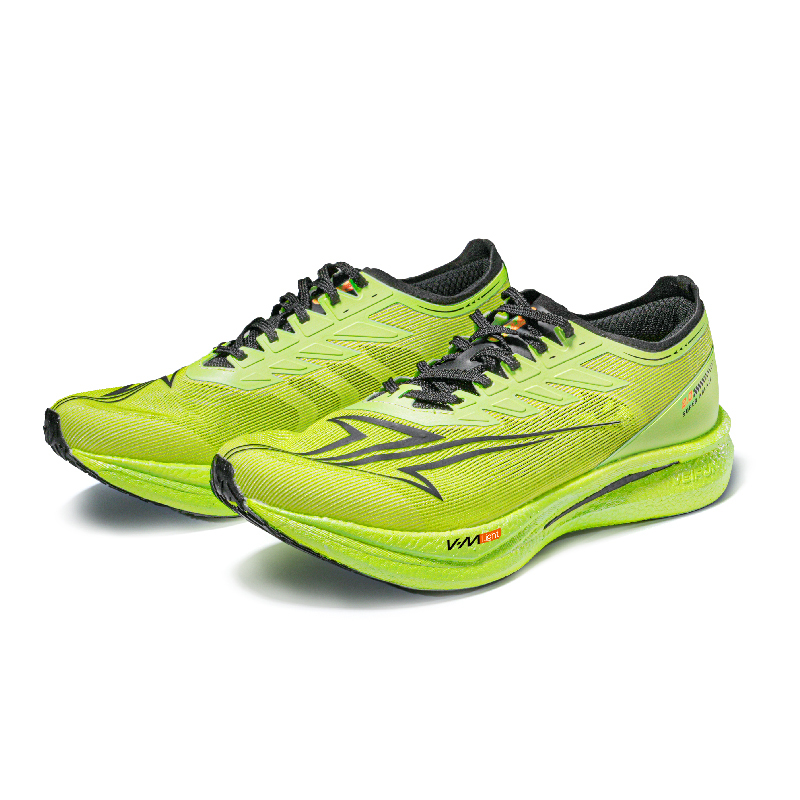 VICTORY LIGHT Cushioning Slip Resistant Abrasion Resistant Low top Carbon Plate Running Shoes Unisex Green Yellow