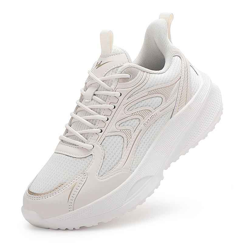 Binary Cushioning Rebound Lightweight Breathable Slip Resistant Low top Casual Running Shoes Women’s Beige