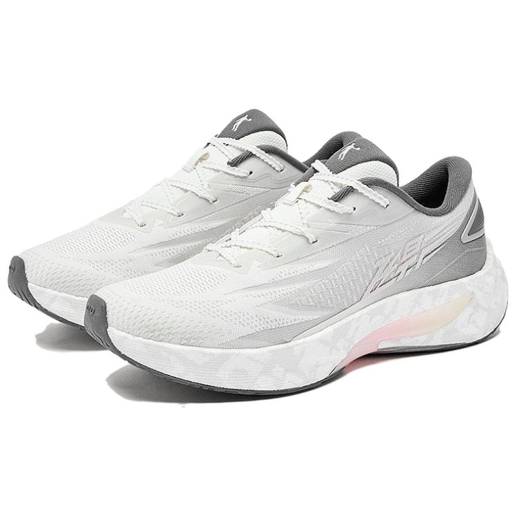 QIAODAN Flying Shadow 4.0 Fabric Cushioning Slip Resistant Low top Casual Running Shoes Women’s White Gray