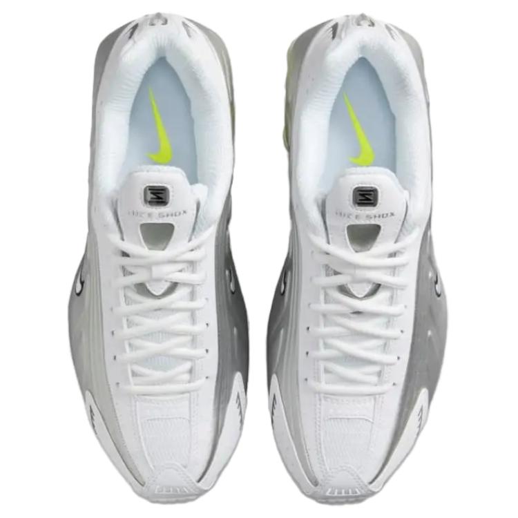 Nike Shox R4 White Metallic Silver Volt Women’s