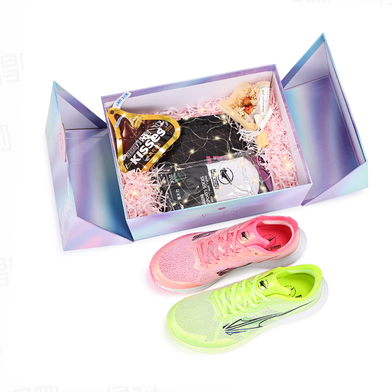 XINGHUOLI Cushioning Slip Resistant Abrasion Resistant Low top Carbon Plate Running Shoes Unisex Green Pink Mismatched